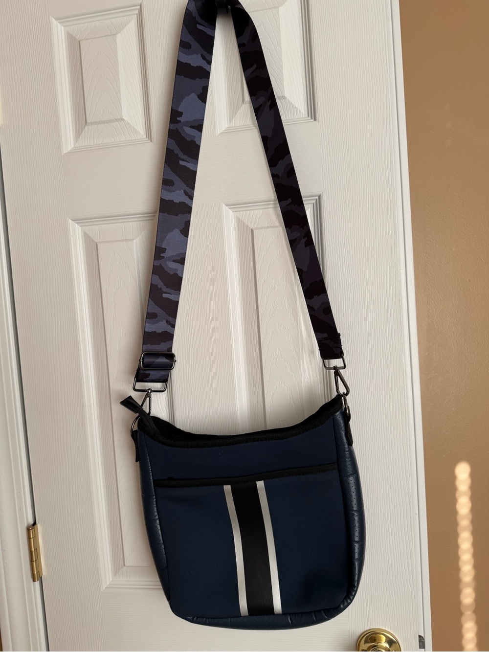 HAUTE SHORE Navy and Black Crossbody with Camo Strap